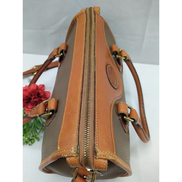 Dooney & Bourke Brown Gray Pebbled Leather Top Handle Satchel Shoulder Bag - Picture 8 of 16